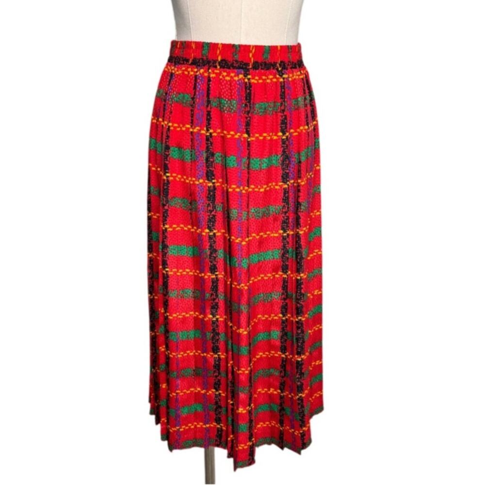 Vintage Andrea Gayle Plaid Pleated Midi Skirt Convertible Mini Dress S M - Picture 11 of 14